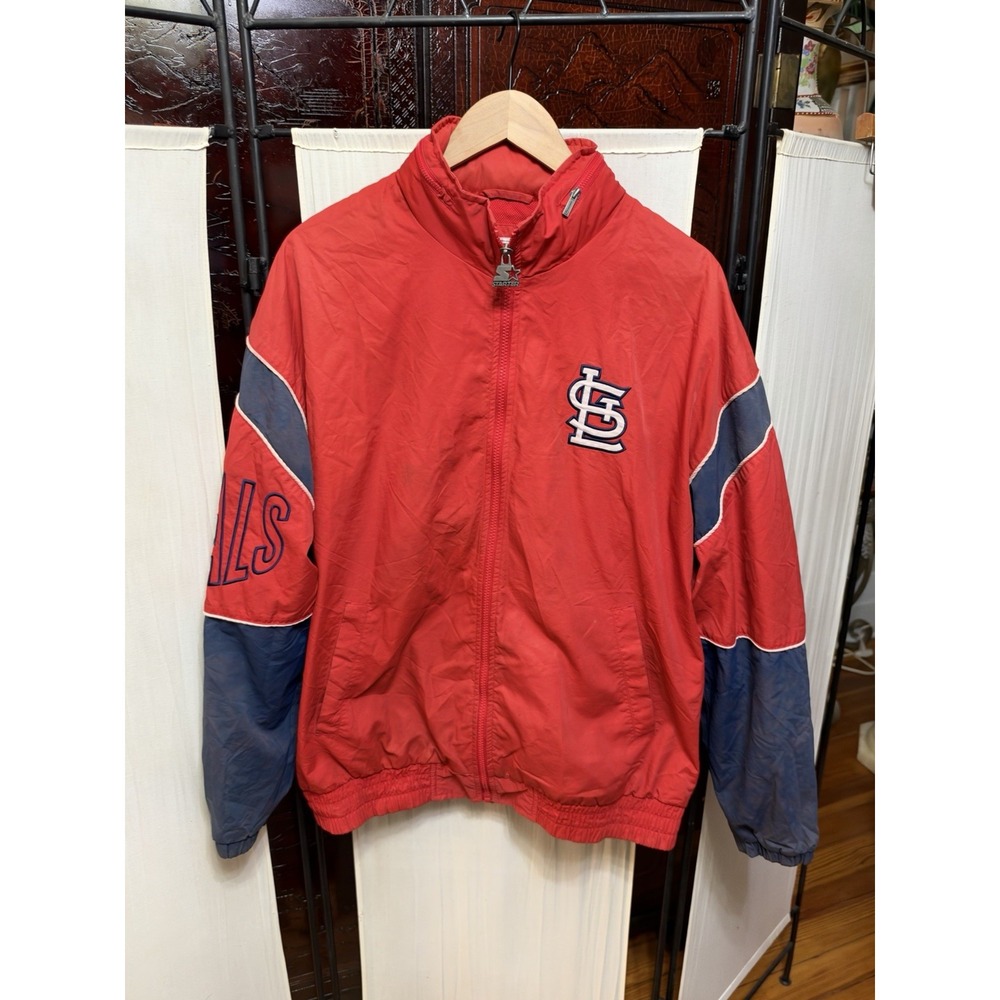 St Louis Cardinals Starter Windbreaker Jacket Mens Large Red Navy Full Zip MLB